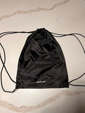 Balenciaga Black Drawstring Logo Knacpsack
